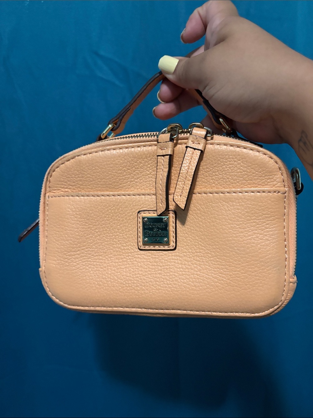 Dooney & Bourke Peach Pebble Leather Mini Carryall/crossbody